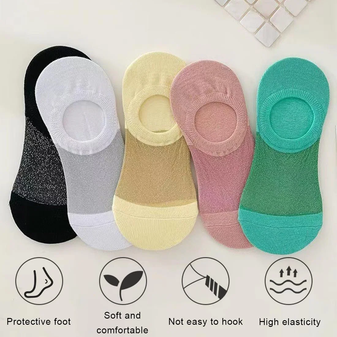 Шкарпетки-балетки Жіночі Різнокольорові 35-40 (5 пар), фото №6