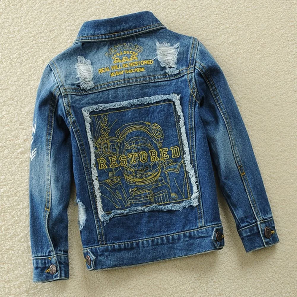 Джинсова куртка для хлопчиків L SERVER, денімова, бавовняна, весняно-осіння, фото №7 Джинсова куртка для хлопчиків L SERVER, денімова, бавовняна, весняно-осіння, фото №7