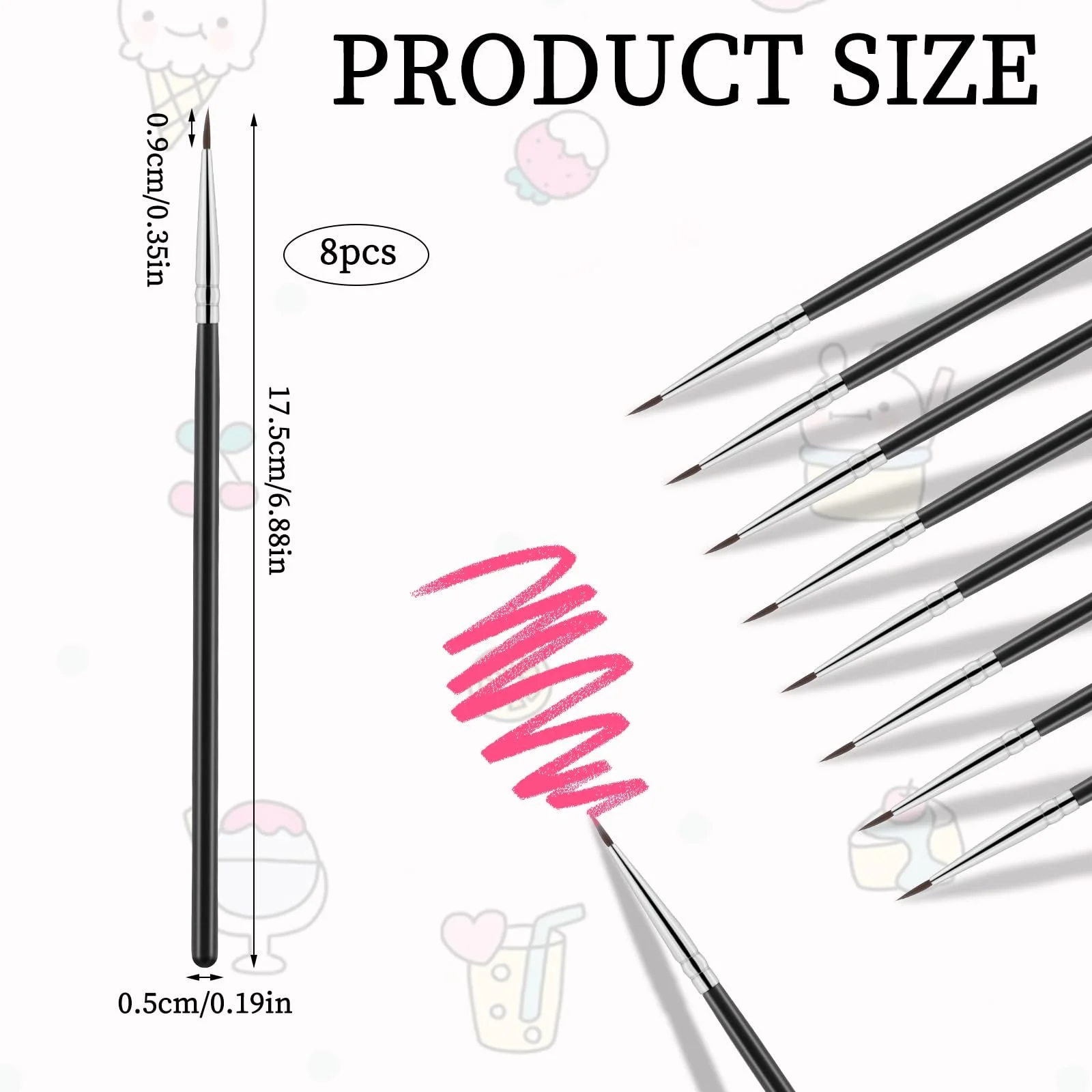 Кисти для подводки Dünner Eyeliner-Pinsel 8 штук, фото №2