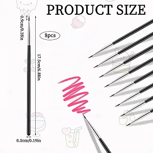 Пензлі для підводки Dünner Eyeliner-Pinsel 8 штук synthetic.ua - Фото 1