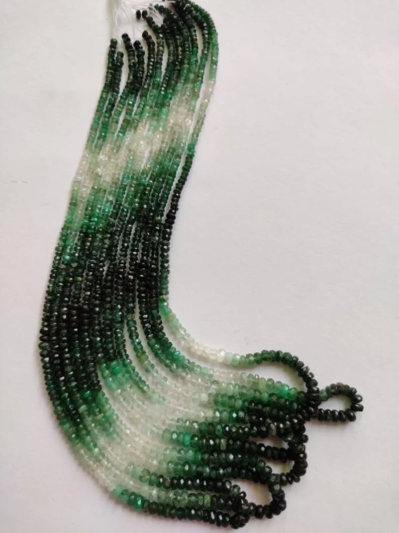 Натуральный изумруд, рондель, граненые бусины 2.75-4 мм, нить длиной 40.5 см бусины из драгоценных камней для ожерелья, браслета, многоцветные, фото №4