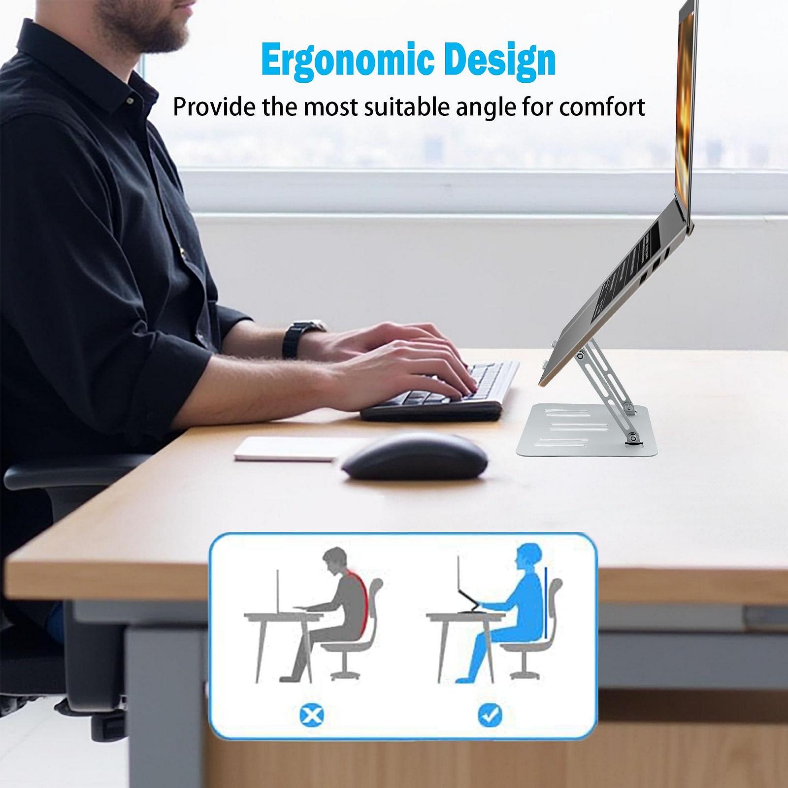 Подставка для ноутбука Металлическое основание до 15 дюймов Серебристо-серый, фото №4