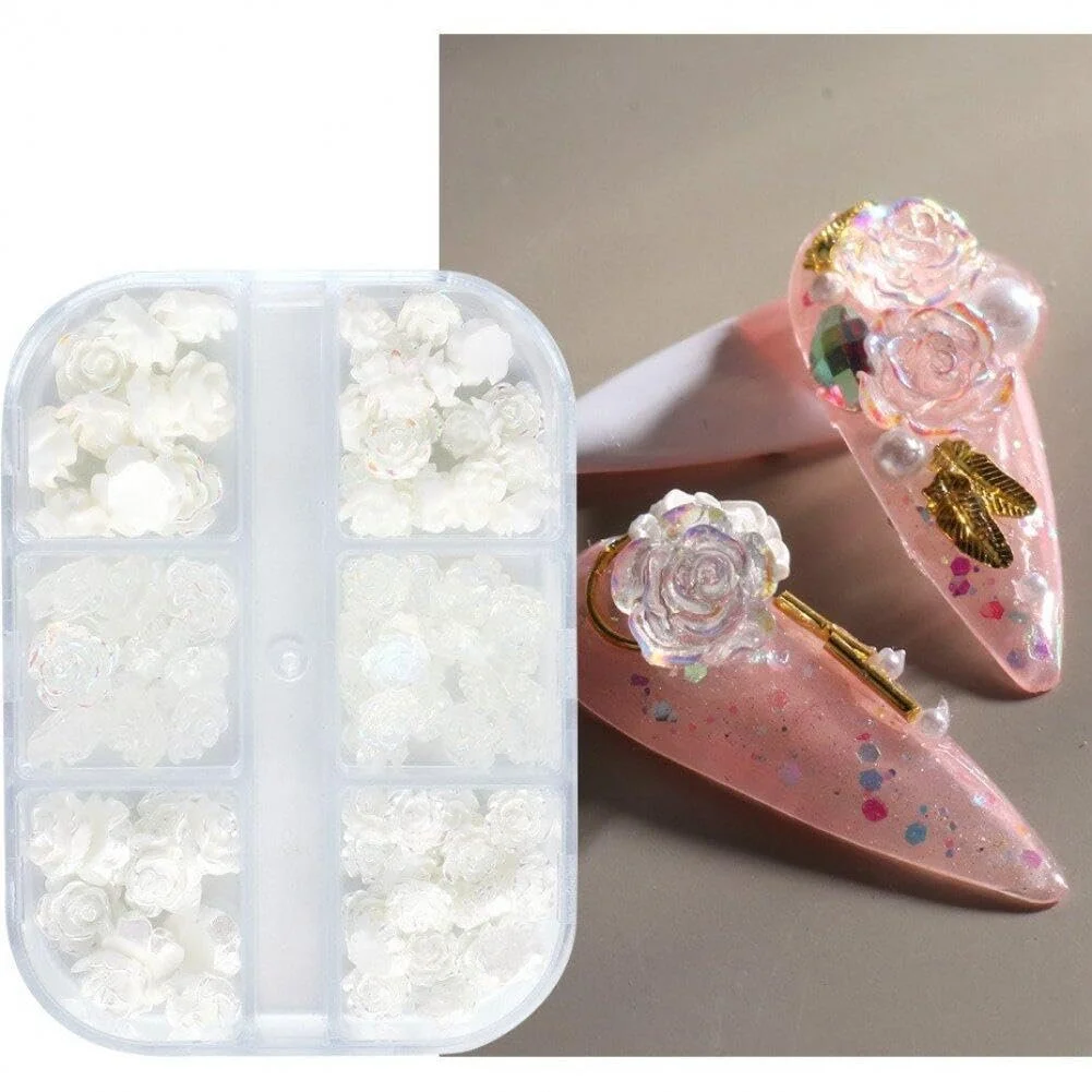 3D Камелия Украшения для ногтей 90 шт Белая Аврора Цветы из акриловой смолы DIY Аксессуары для маникюра, фото №3