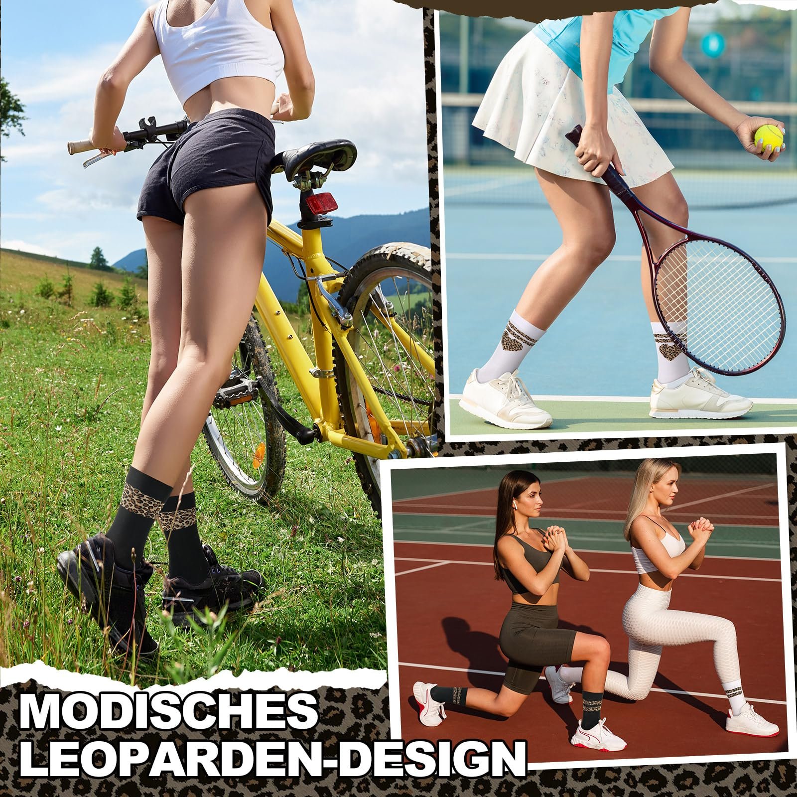 Спортивні шкарпетки Jadive з леопардовим принтом для жінок, 6 пар, фото №4