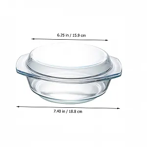 Миска Veemoon стеклянная термостойкая с крышкой 0.65 L для микроволновой печи и духовки synthetic.ua - Фото 1