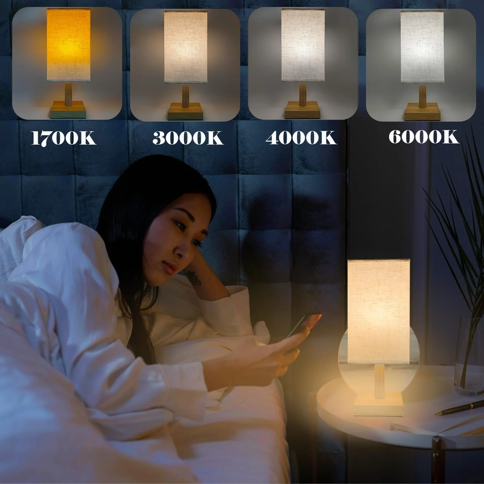 Настільна лампа Joyes акумуляторна LED з тканинним плафоном та пультом ДК 2 шт, фото №7