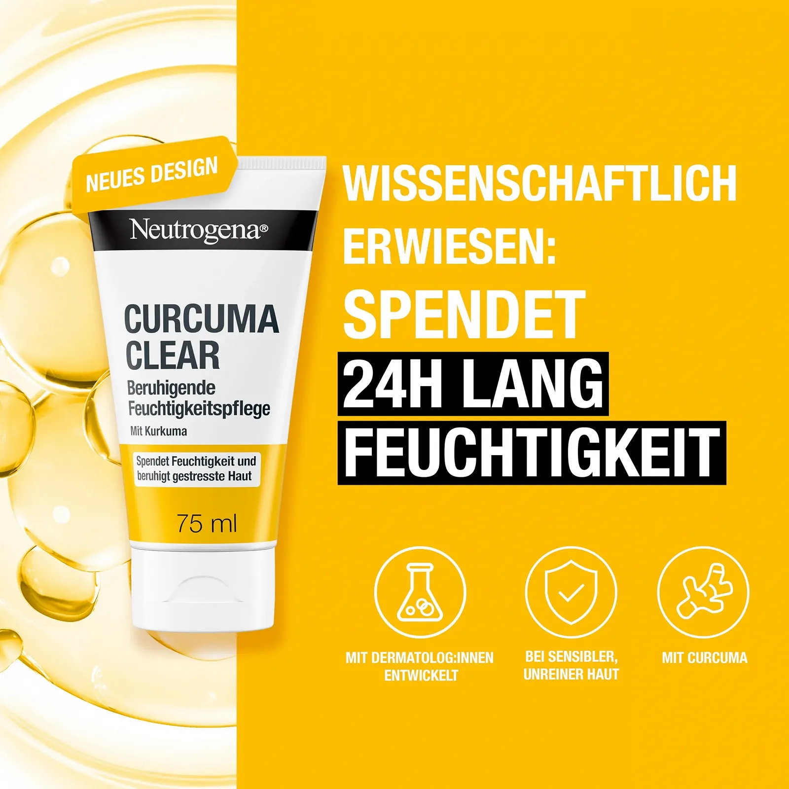 Крем для обличчя Neutrogena Curcuma Clear Soothing Moisturizer заспокійливий зволожувальний для проблемної та чутливої шкіри 75 мл, фото №5