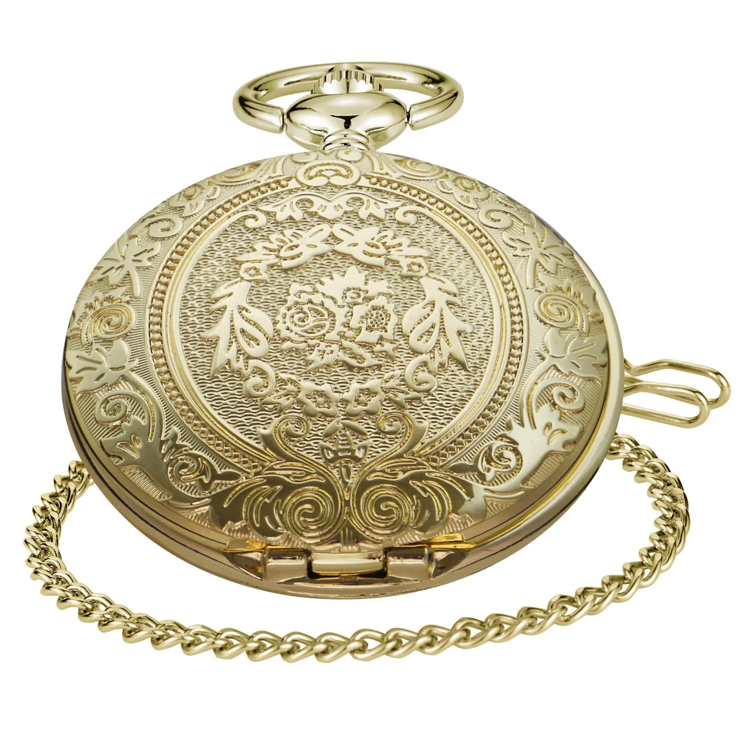 Кишеньковий годинник кварцовий з ланцюжком, Череп, арабські цифри, для Хелловіну та Різдва, Set-qz303-0720, фото №2