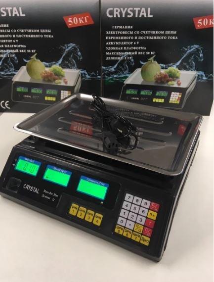 Весы электронные торговые со счетчиком цены Crystal CT-500 до 50 кг, фото №4