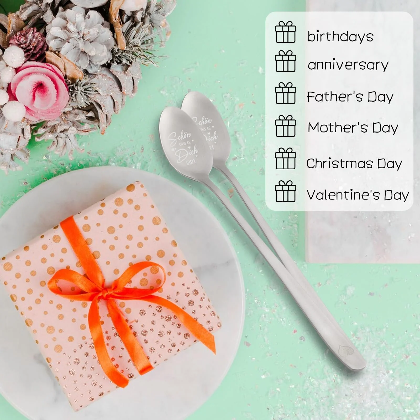 Ложка Кавова з гравіюванням, нержавіюча сталь, сріблястий, фото №6