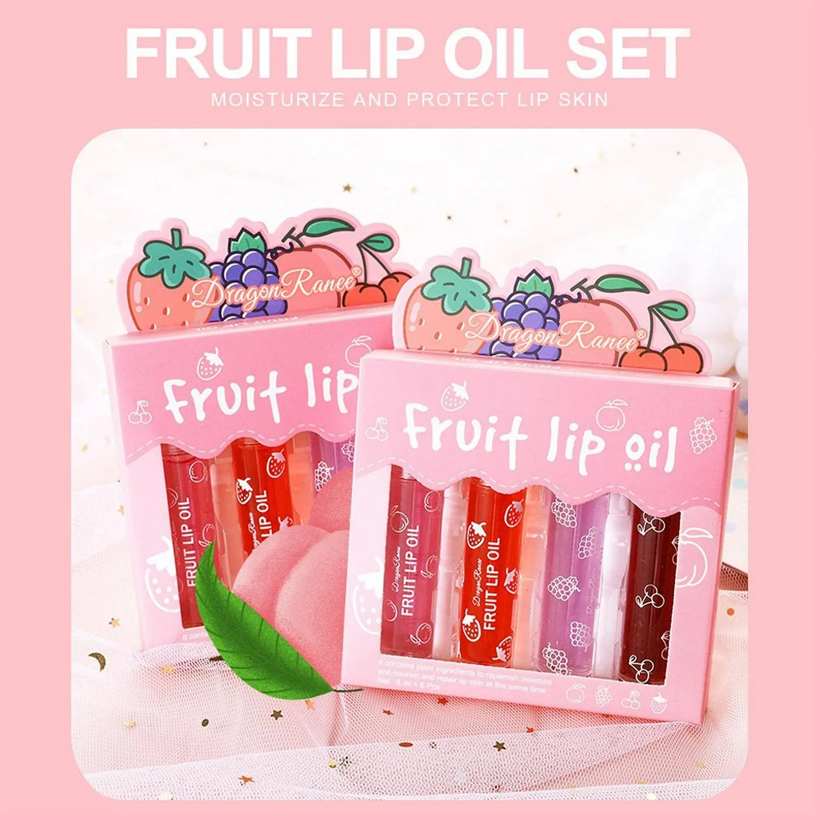Масло для губ, увлажняющее масло для губ для девочек, набор масел для губ Rolling со вкусом свежих фруктов, увлажняющий бальзам для губ, набор роликовых блесков для губ, прозрачный блеск для губ, фото №8