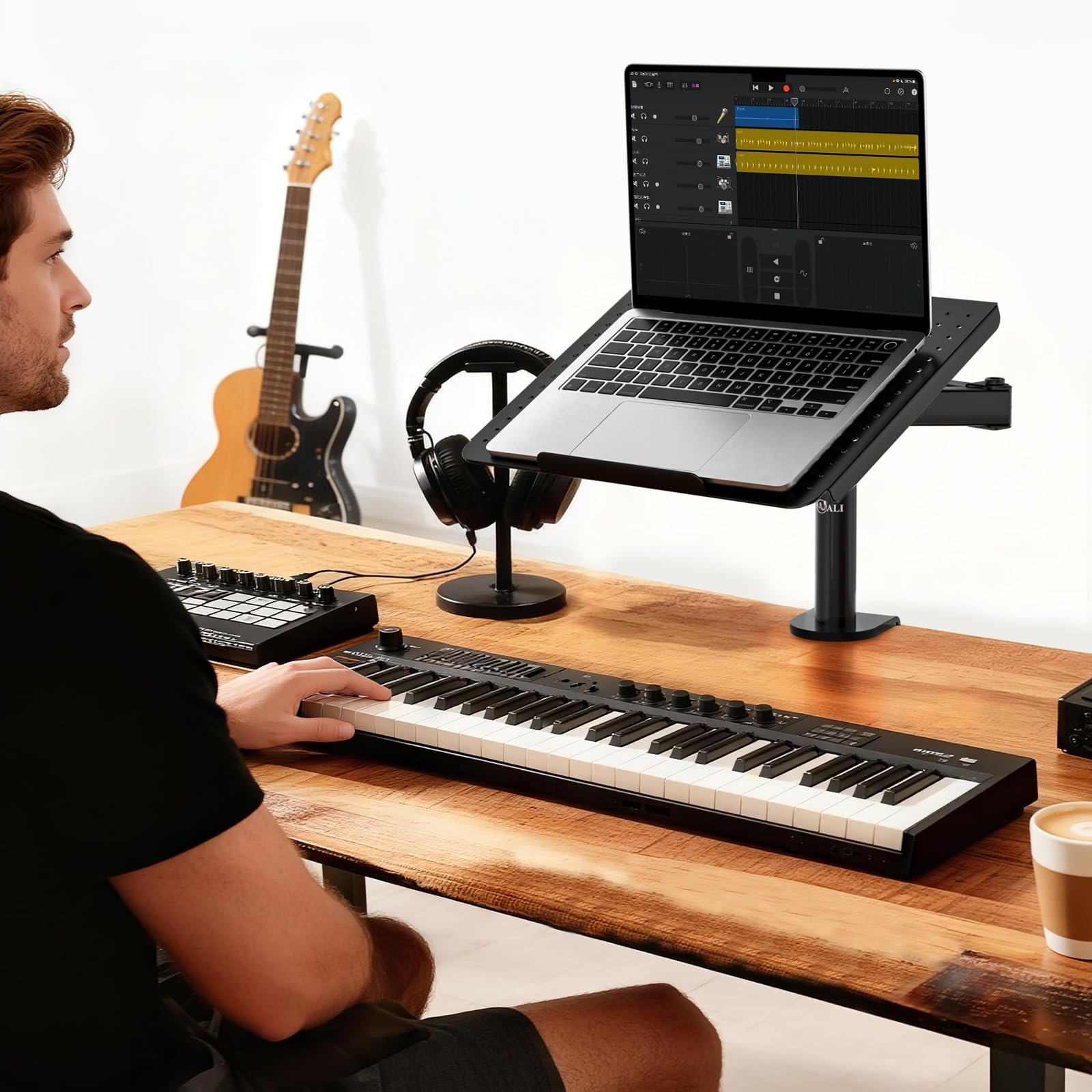 Тримач для ноутбука WALI для столу до 17 дюймів, регульований, вентильована платформа, 10 кг, чорний, фото №9 Тримач для ноутбука WALI для столу до 17 дюймів, регульований, вентильована платформа, 10 кг, чорний, фото №9