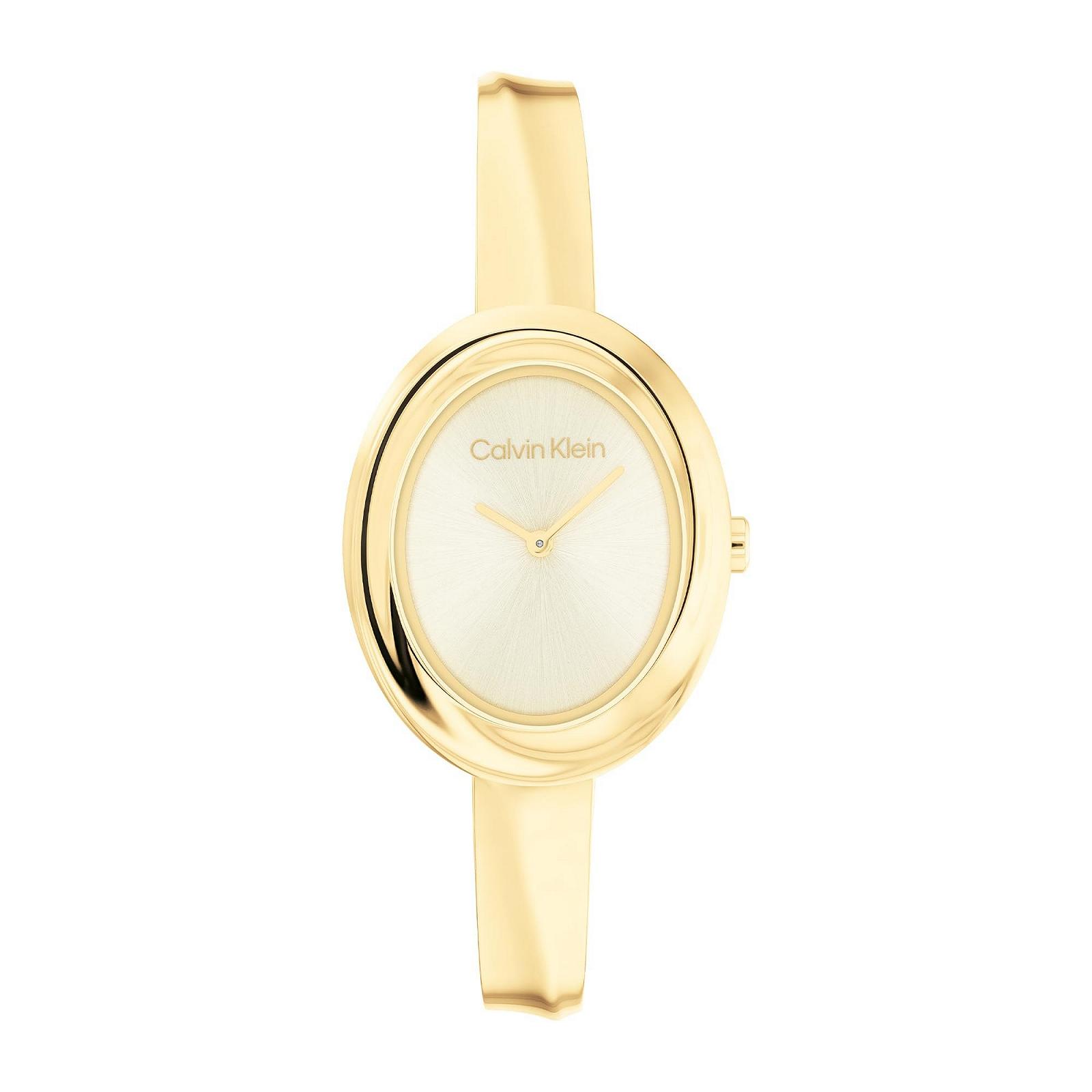 Жіночий аналоговий годинник Calvin Klein Twisted Bezel Collection Золотий браслет з нержавіючої сталі, фото №1