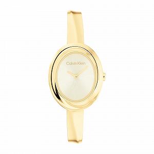 Жіночий аналоговий годинник Calvin Klein Twisted Bezel Collection Золотий браслет з нержавіючої сталі - Фото 1