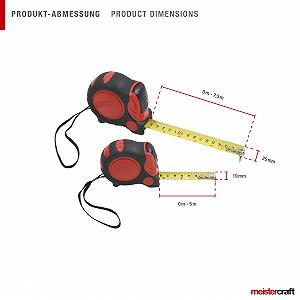 Рулетка Meistercraft Набір 2 штуки 5 м & 7.5 м Магнітний кінцевий гачок Автоматична функція котушки Точна шкала в метрах та дюймах synthetic.ua - Фото 1