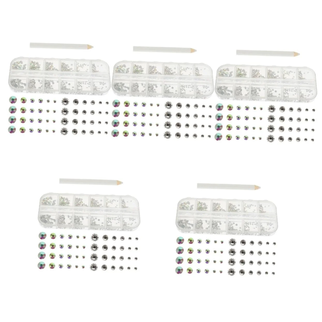 Украшения для ногтей FRCOLOR 5 наборов Стразы в форме бриллиантов с клеем для лица Плоская задняя часть для ногтей, фото №1