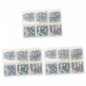 Стразы Плоские Healvian 3 Набора Аксессуары для ногтей со стразами Набор аппликаций Ювелирные наборы Черные кристаллы Маникюр Стеклянные косметические украшения - Фото 1