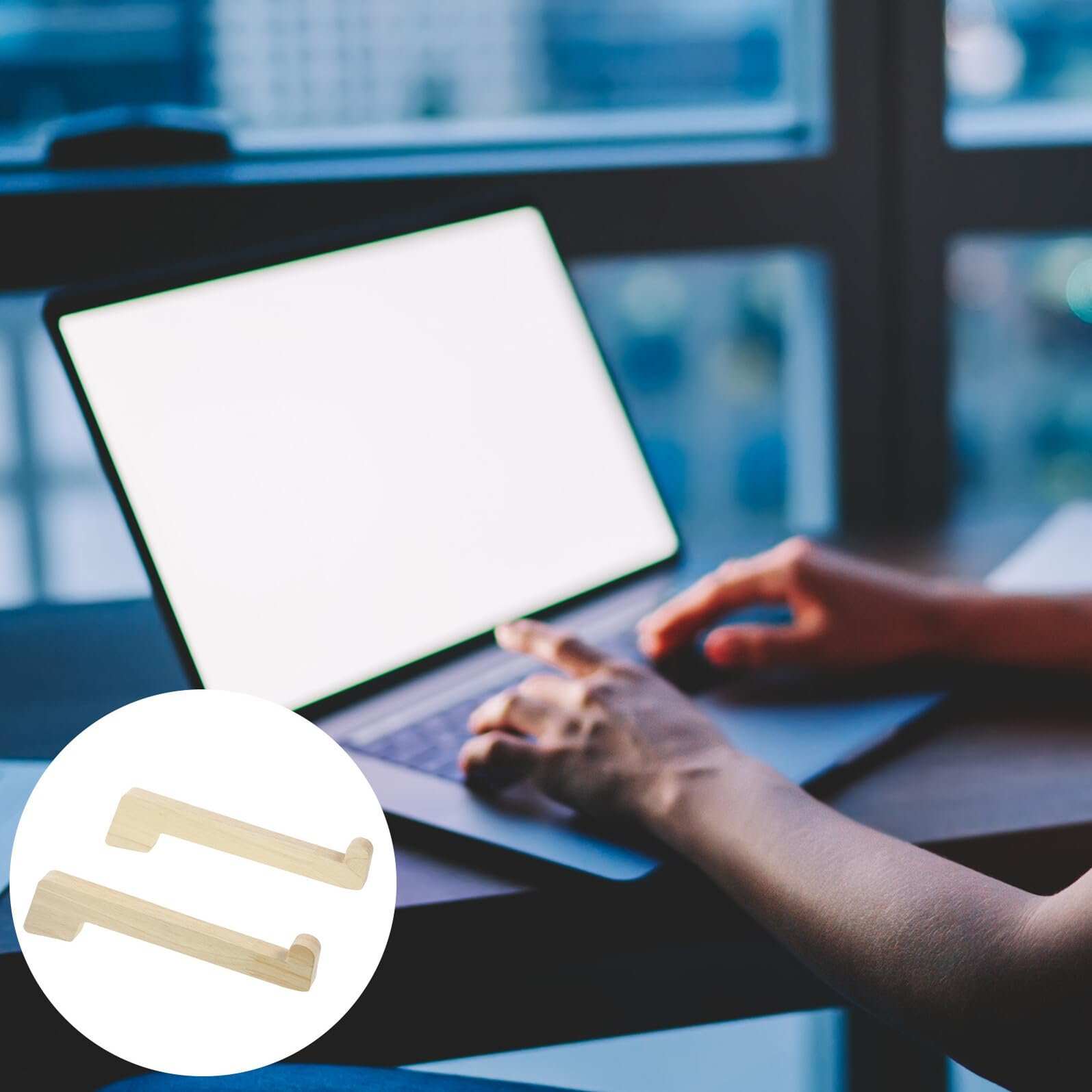 Підставка для ноутбука Деревʼяна портативна для столу, 2 шт., фото №5