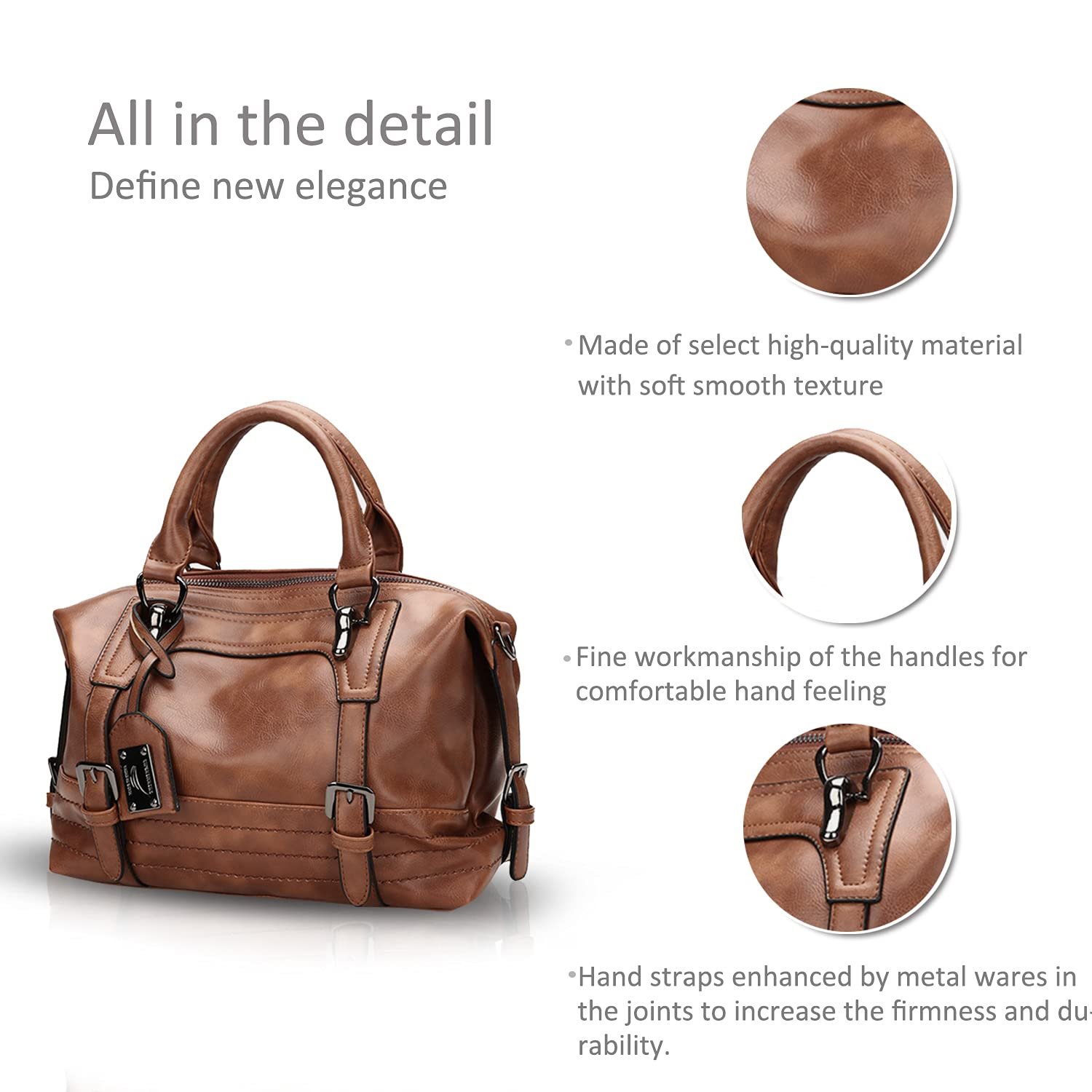 Сумка с Верхней Ручкой NICOLE & DORIS Fashion Oil Wax Boston Bags, коричневый, фото №7