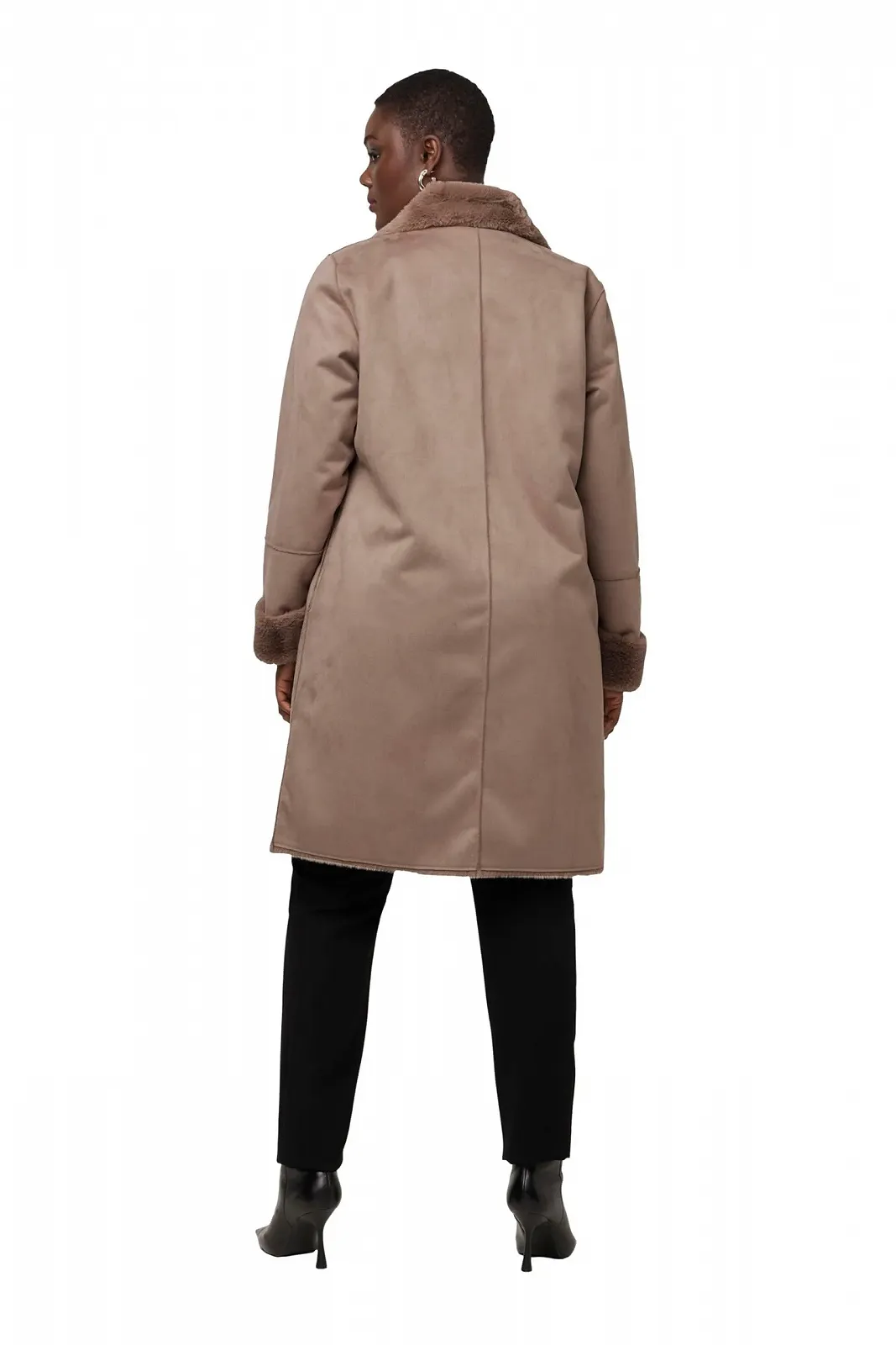 Пальто Ulla Popken Shearling, штучне хутро, комір-стійка, двостороння блискавка, фото №8