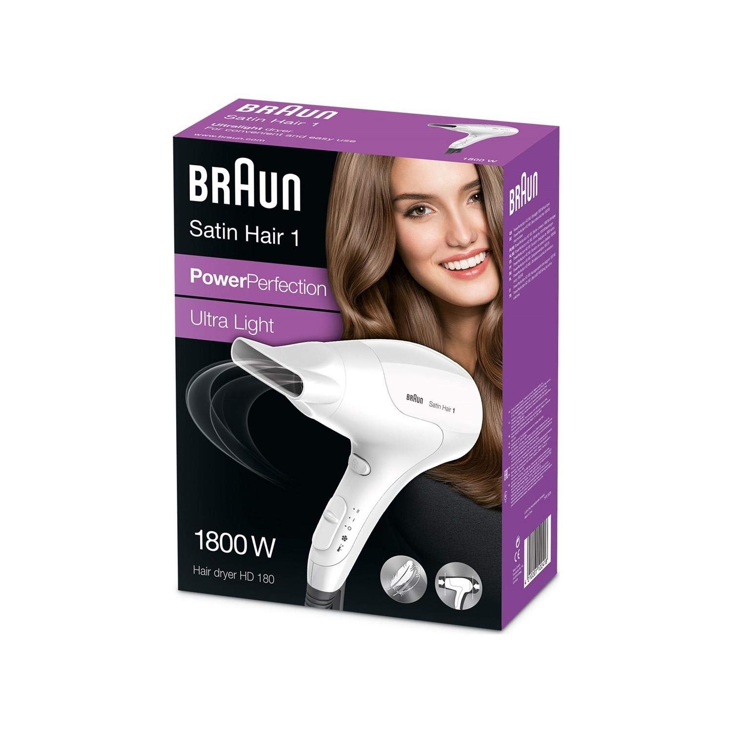Фен Braun Satin Hair 1 PowerPerfection HD180, 1800 Вт, белый, фото №4