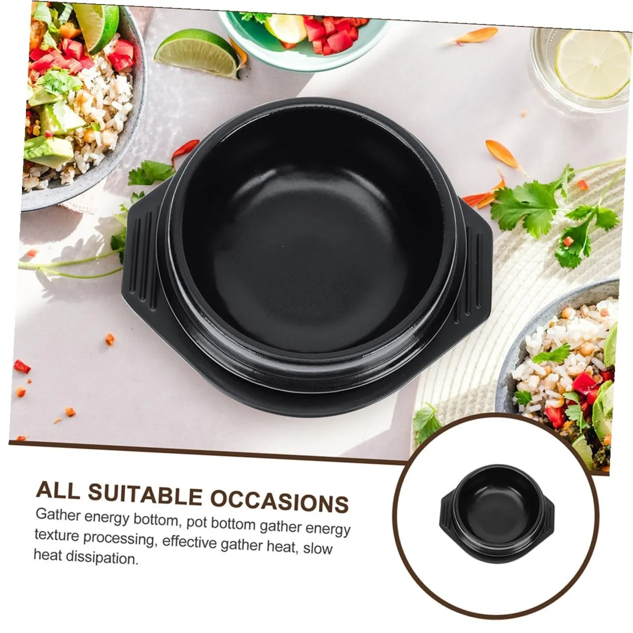 Горшок керамический термостойкий глазурованный для бибимбапа и тушения в корейском стиле, фото №3