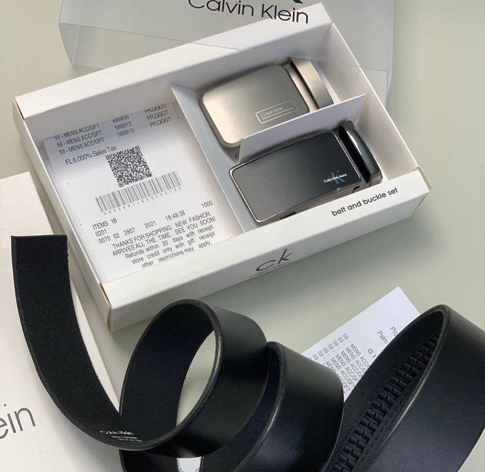 Мужской кожаный ремень с двумя пряжками автомат Calvin Klein из натуральной кожи в подарочной упаковке, фото №5 Мужской кожаный ремень с двумя пряжками автомат Calvin Klein из натуральной кожи в подарочной упаковке, фото №5