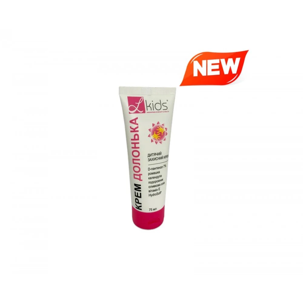 Дитячий захисний крем «Долонька» для чутливої шкіри з д-пантенолом та екстрактами лікарських рослин серії l'kids / 75 мл, фото №1