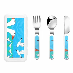Дитячий набір столових приборів Гусак Бiлий 3 предмети - Фото 1
