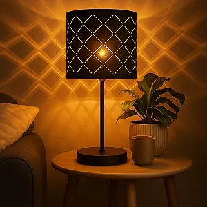 Настольная лампа GLOBO LED с текстильным абажуром 5 Вт 470 лм Теплая белая Черная synthetic.ua - Фото 1