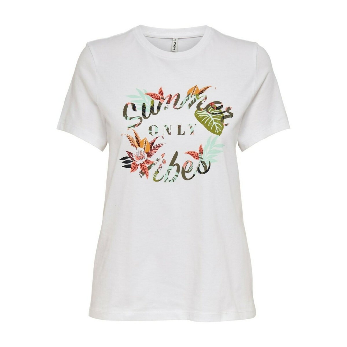 Футболка ONLLOTUS TOP CS JRS 15205678-Bright -Print:SUMMER VIBES ONLY Білий S, фото №1