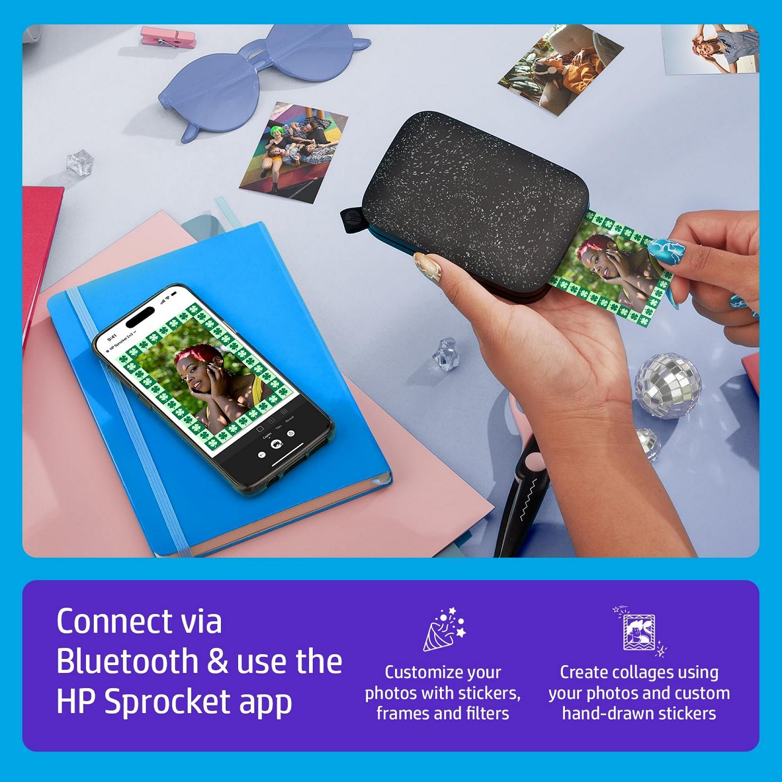 Фотопринтер HP Sprocket Instant 5.1 x 7.6 см Bluetooth Black, фото №3 Фотопринтер HP Sprocket Instant 5.1 x 7.6 см Bluetooth Black, фото №3