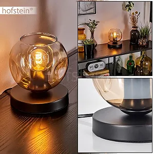 Настільна лампа Ripoll Metal/Glass Modern Retro/Vintage 15 см E27 Black/Amber/Clear synthetic.ua - Фото 1