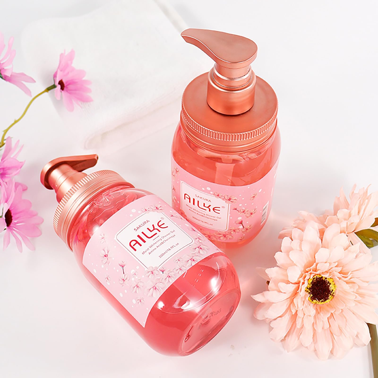 Гель для душу AILKE Sakura Moist Whitening зволожуючий відбілюючий 500 мл, фото №6 Гель для душу AILKE Sakura Moist Whitening зволожуючий відбілюючий 500 мл, фото №6
