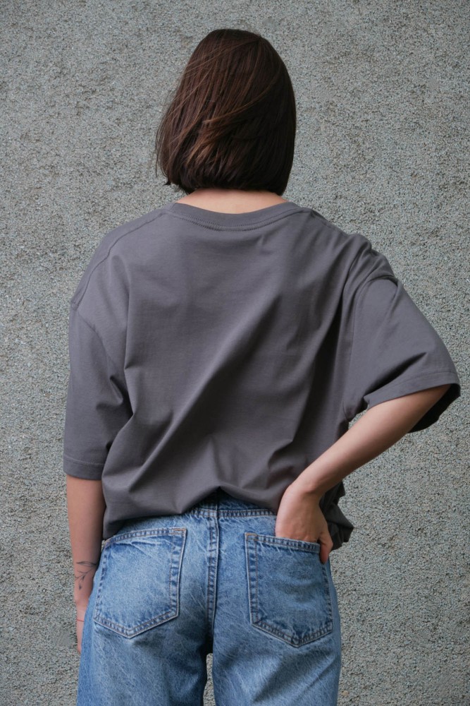 Оверсайз футболка з принтом Without 1702 dark gray, фото №6