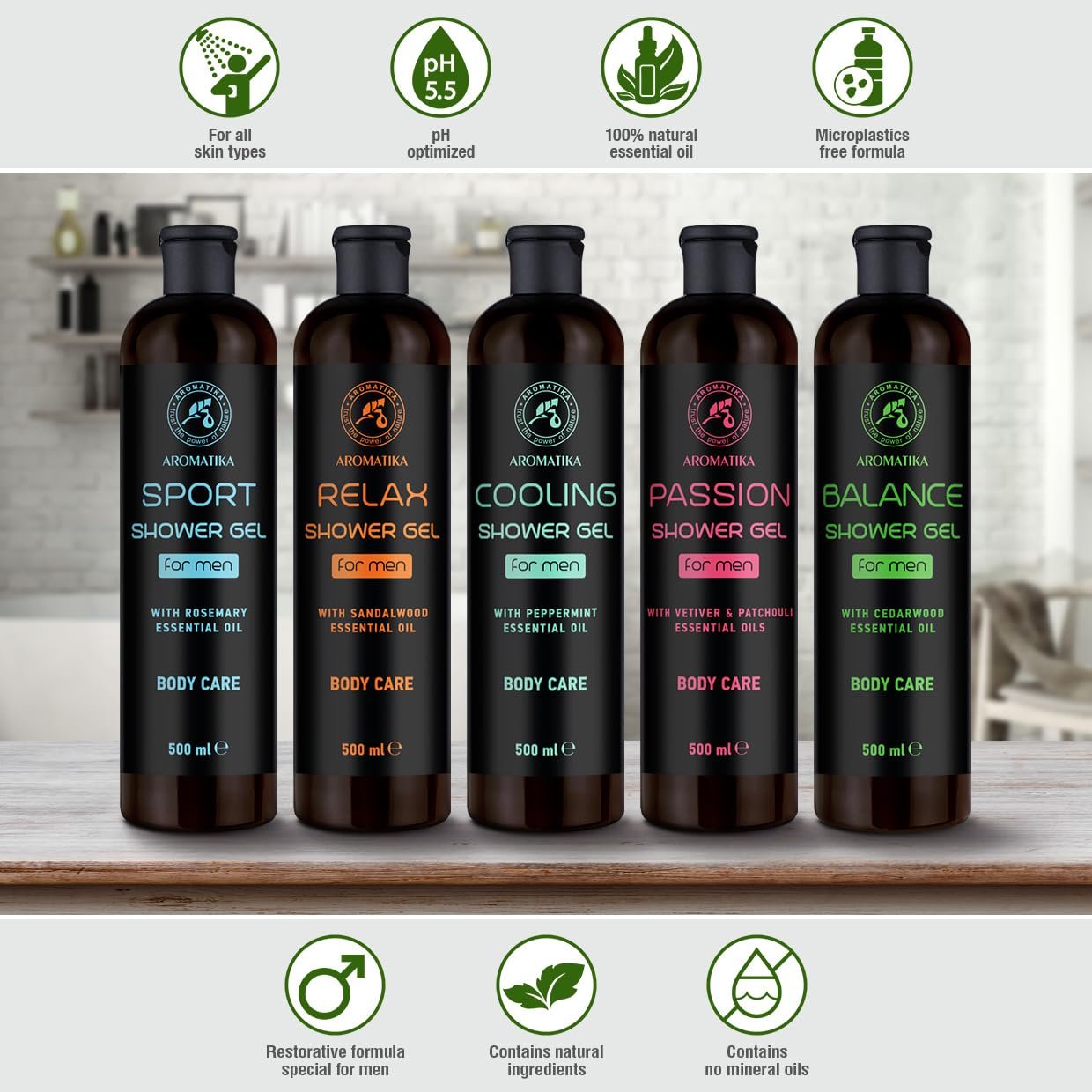 Гель для душа AROMATIKA trust the power of nature Men's Shower Gel Cooling 500 мл, фото №6