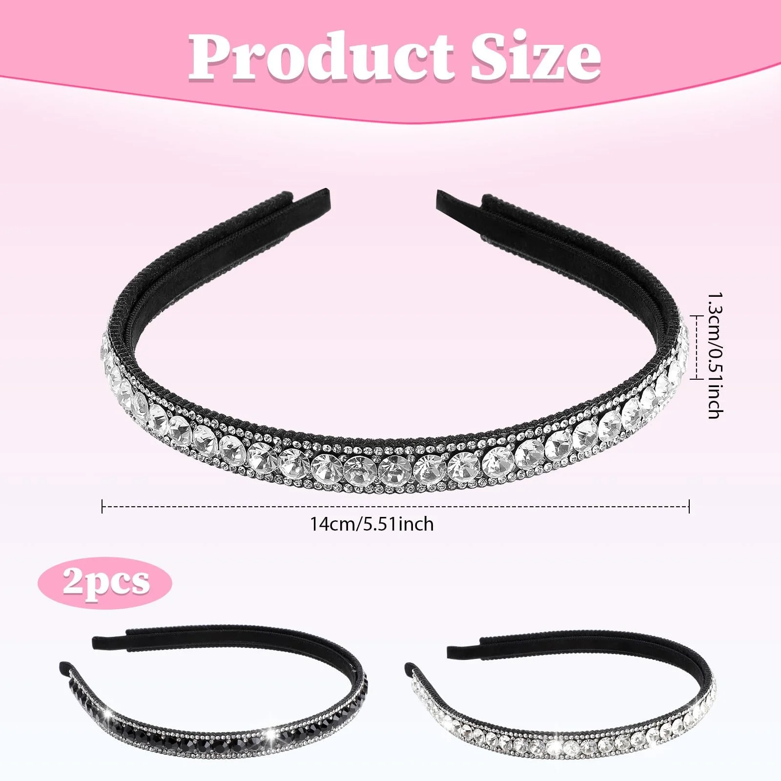 Набір з 2 обручів для волосся зі стразами, фото №2 Набір з 2 обручів для волосся зі стразами, фото №2