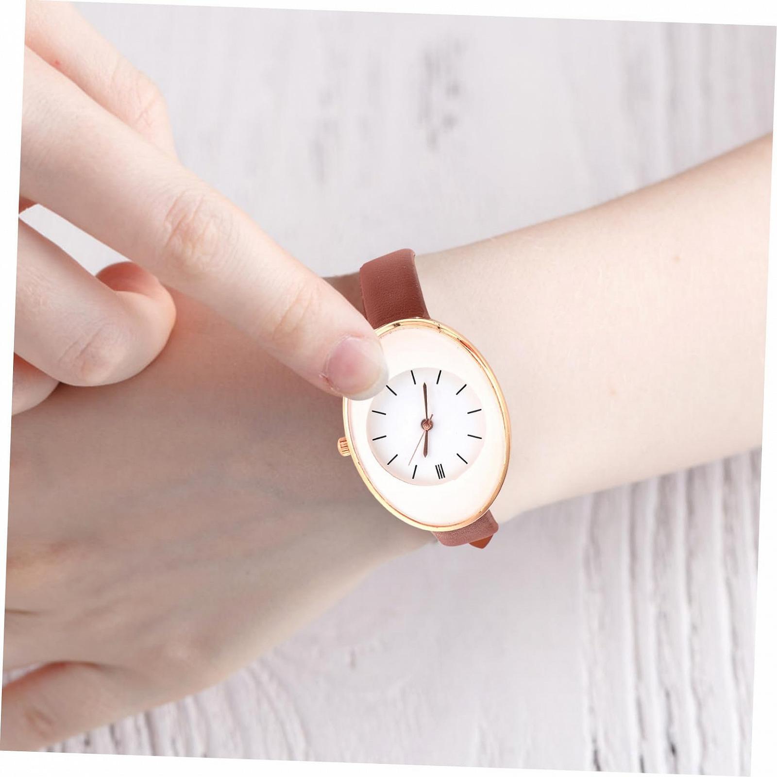 Кварцевые Часы Женские PartyKindom C Браслетом из PU Кожи Коричневый, фото №3 Кварцевые Часы Женские PartyKindom C Браслетом из PU Кожи Коричневый, фото №3