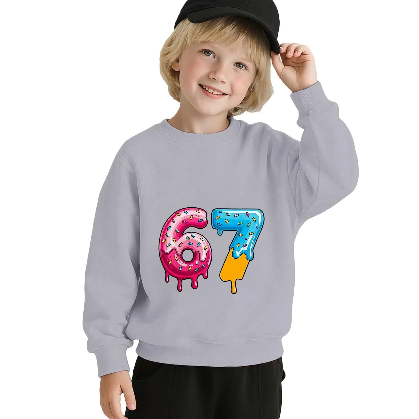 Сорочка-пуловер Generisch 67 Fun Warm Pullover Shirt Six Seven Pullover-Sweatshirt Lustiges 6 7 Warm-Kost
						Six Seven Kinder-Shirt для девочек и мальчиков, фото №3