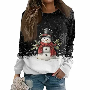 Женская Толстовка Nuaoxyeu Рождественский Снеговик Принт - Фото 1