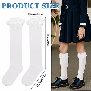 Носки Lolita Lusofie Белые милые кружевные носки с оборками для девочек, женские носки-гольфы с бантом и оборками, носки с оборками Loli для девочек, белые носки-гольфы с бантом для детей, белые synthetic.ua - Фото 1