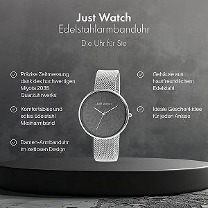 Женские часы JUST WATCH Floriane JW10182 Аналоговый Кварц Стальной Сетчатый Ремешок Цветы synthetic.ua - Фото 1