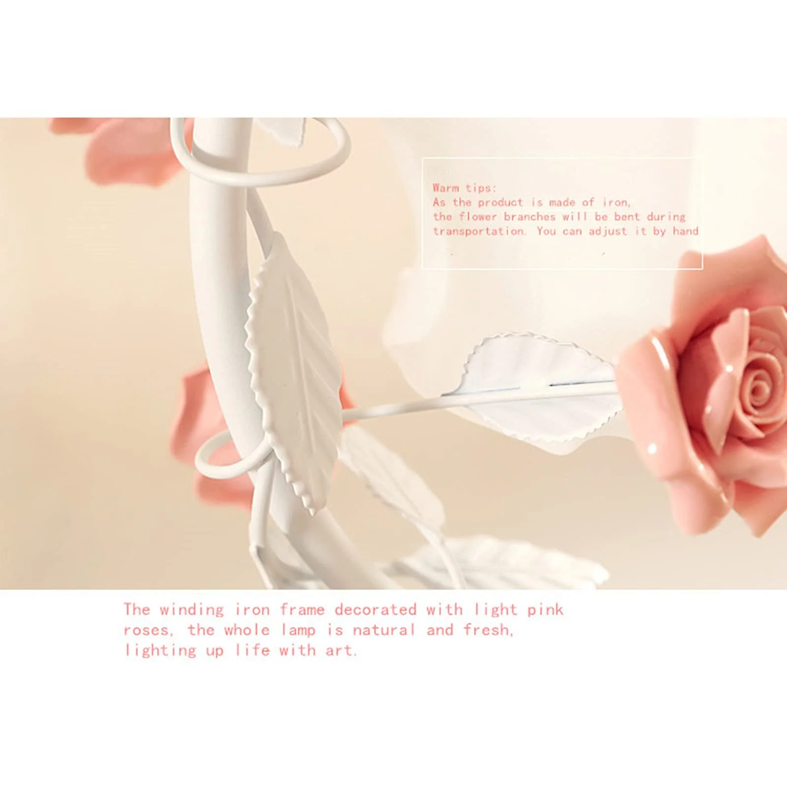 Настільна лампа Rose Glass Flowers Ceramic Flower Vintage Рожева, фото №4