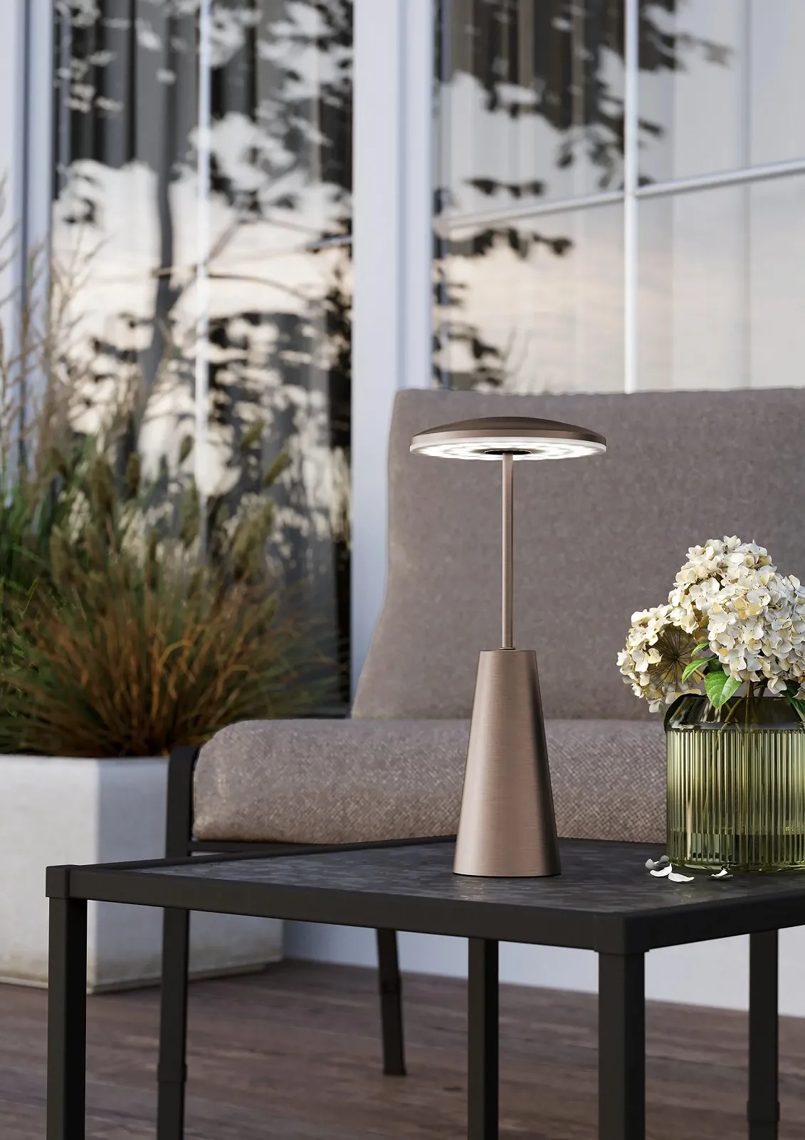 Світлодіодна вулична настільна лампа EGLO Piccola сенсорна димована з регулюванням кольору IP54 бронзова металева пластикова, фото №5