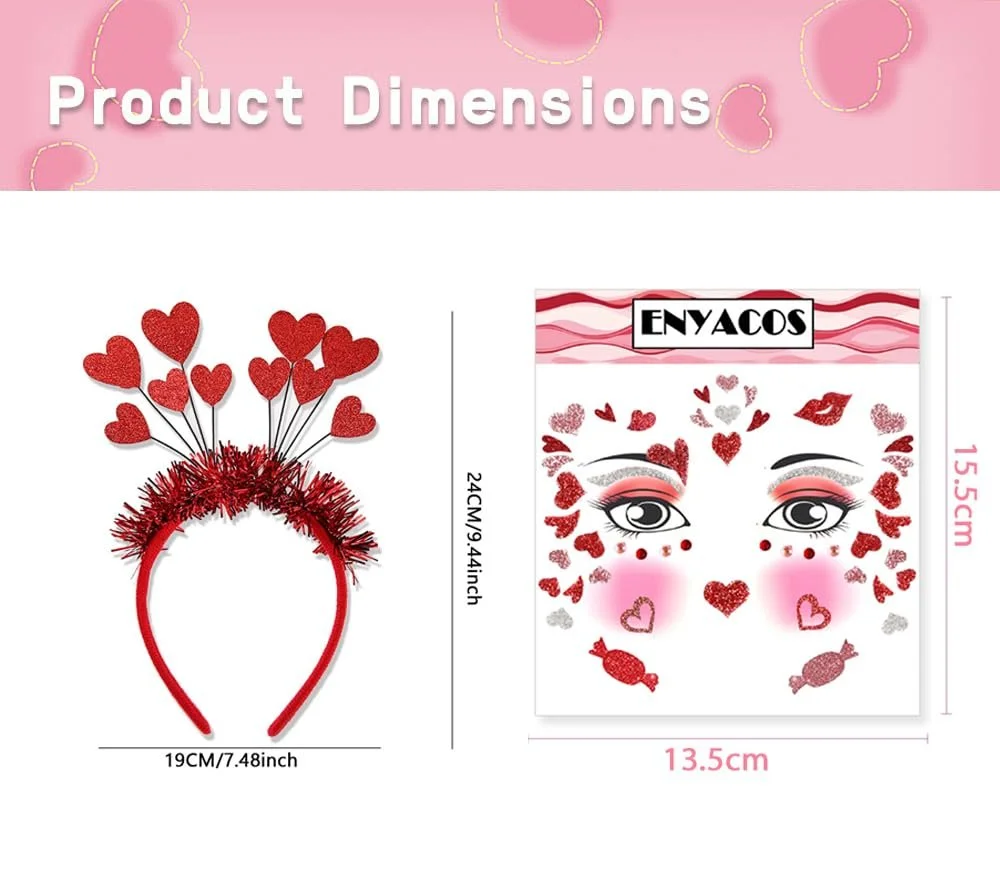 Обруч для волосся Серце Гліттер Червоний, фото №2