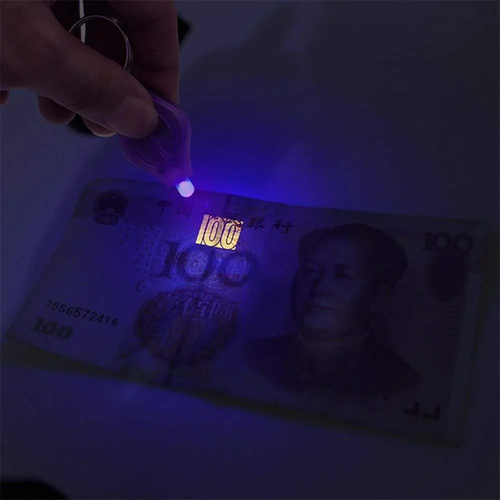 Міні LED ліхтарик брелок для ключів з ультрафіолетовим детектором валют, 7 кольорів, фото №3 Міні LED ліхтарик брелок для ключів з ультрафіолетовим детектором валют, 7 кольорів, фото №3