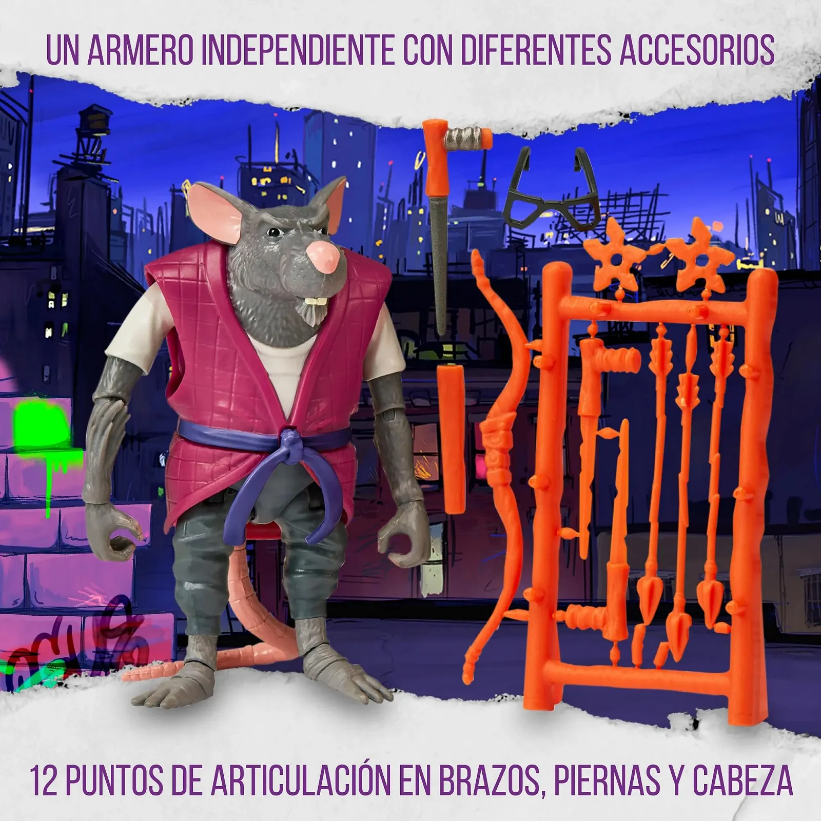 Игровая фигурка Giochi Preziosi Ninja Turtles Mutant Mayhem Splinter 12 см, фото №4