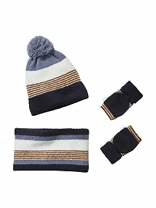Вязаный комплект для мальчиков Vertbaudet: Шапка, Круглый шарф и Перчатки, Полоски - Фото 1