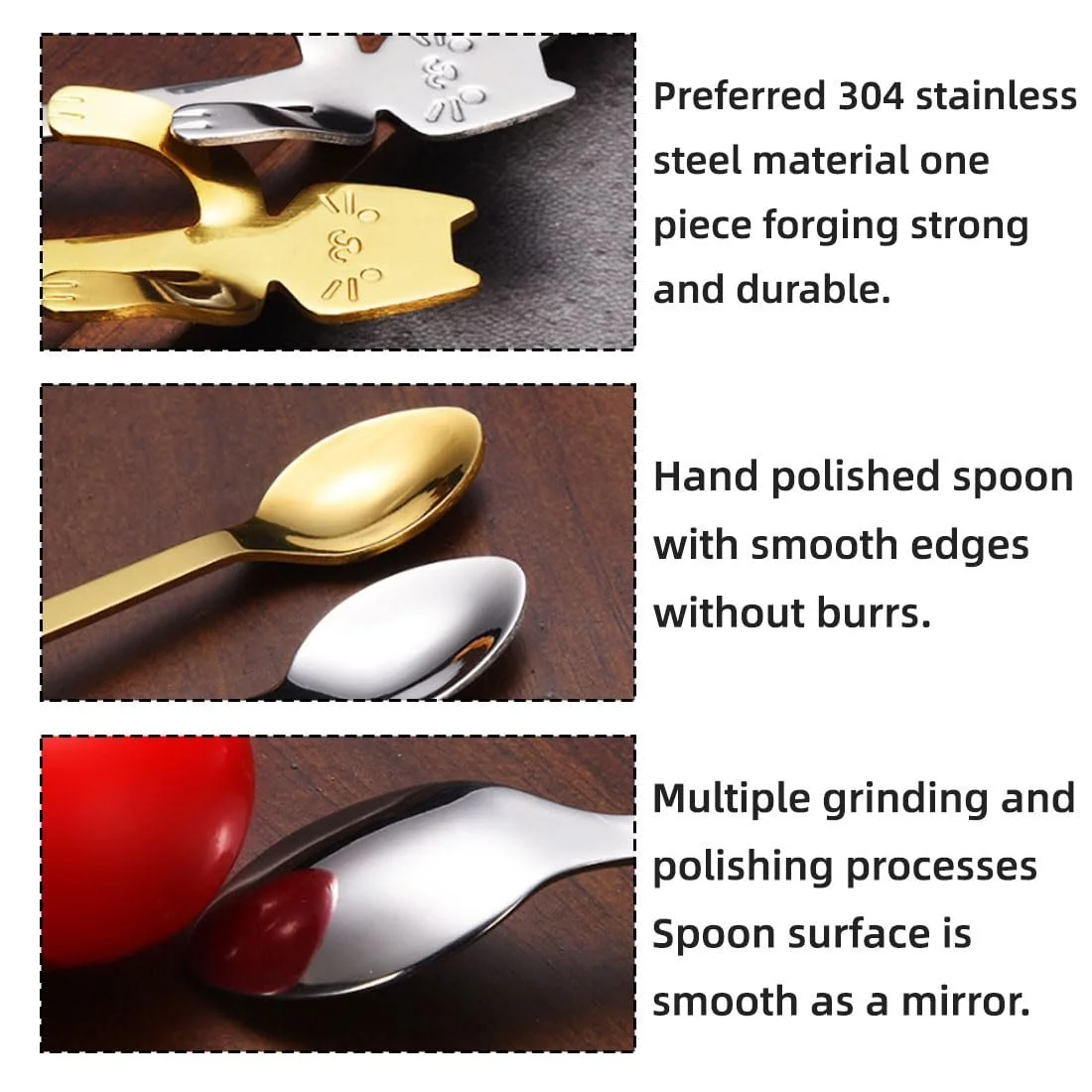 Ложка для кави з нержавіючої сталі Cat, 4 шт, фото №3