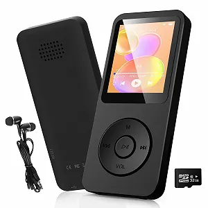 MP3-плеер 32GB Bluetooth 5.3 с 1,8-дюймовым TFT цветным экраном с наушниками HiFi Music Children MP3-плеер с динамиком FM-радио E-Book Recording Support до 128 GB - Фото 1